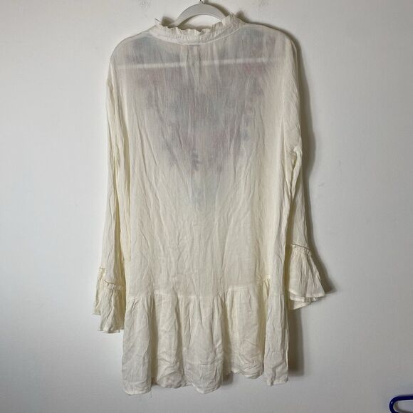 Umgee Babydoll Tunic Embroidered Tiered Boho Blouse Top Sz 1X SemiSheer Coverup - Picture 2 of 12